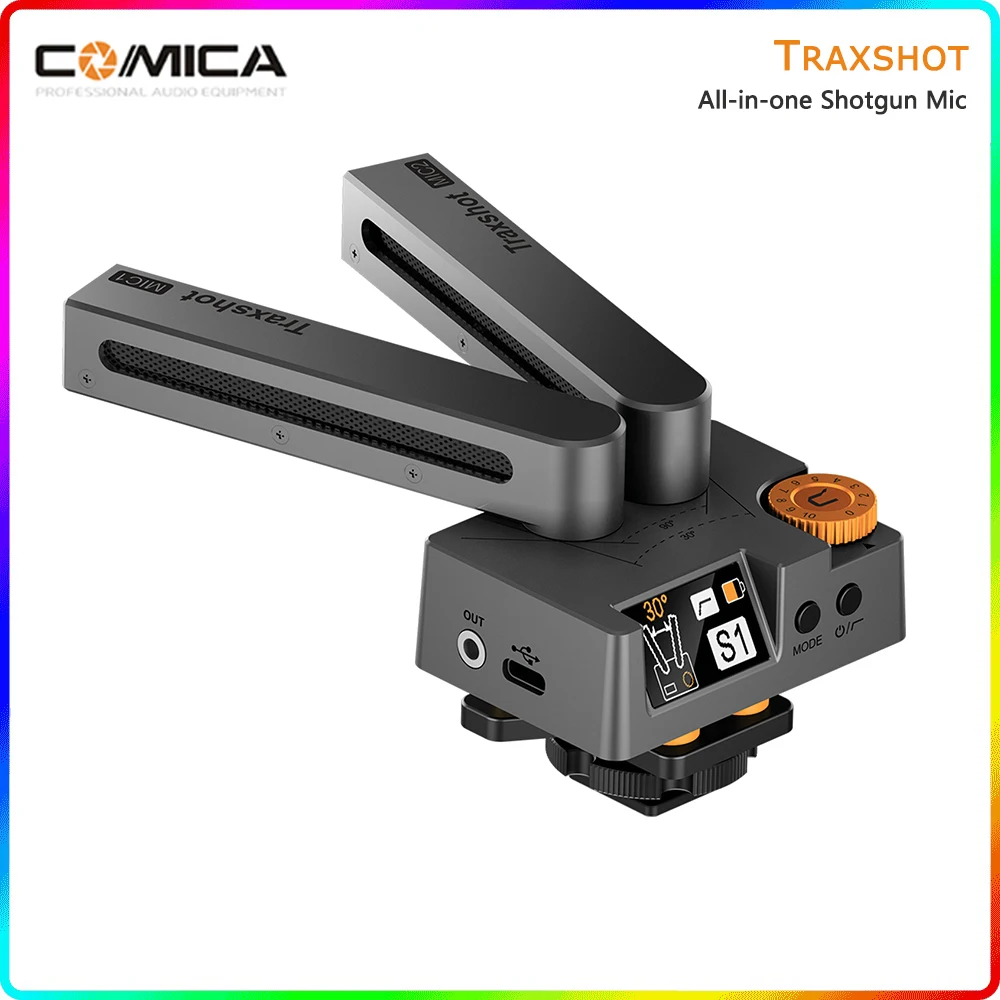 Comica Traxshot Super Cardioid Transformable Shotgun Microphone OLED Multi-Functional Smartphone Mic for Camera and | Электроника