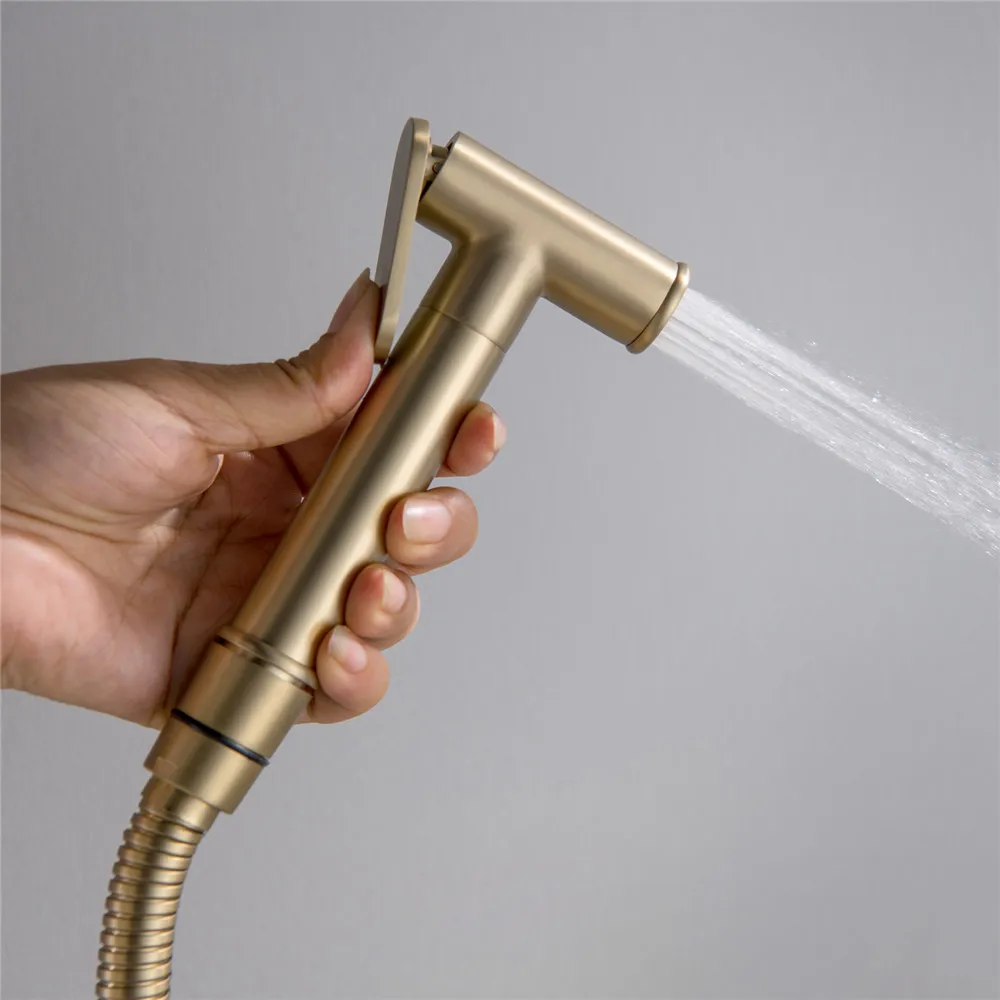 Description Picture 6 of itemTuqiu Hand Held Bidet Sprayer Douche Toilet Kit Brush gold Bidet Faucet Set Hot and Cold Copper Valve Set Jet Bidet Faucet Set