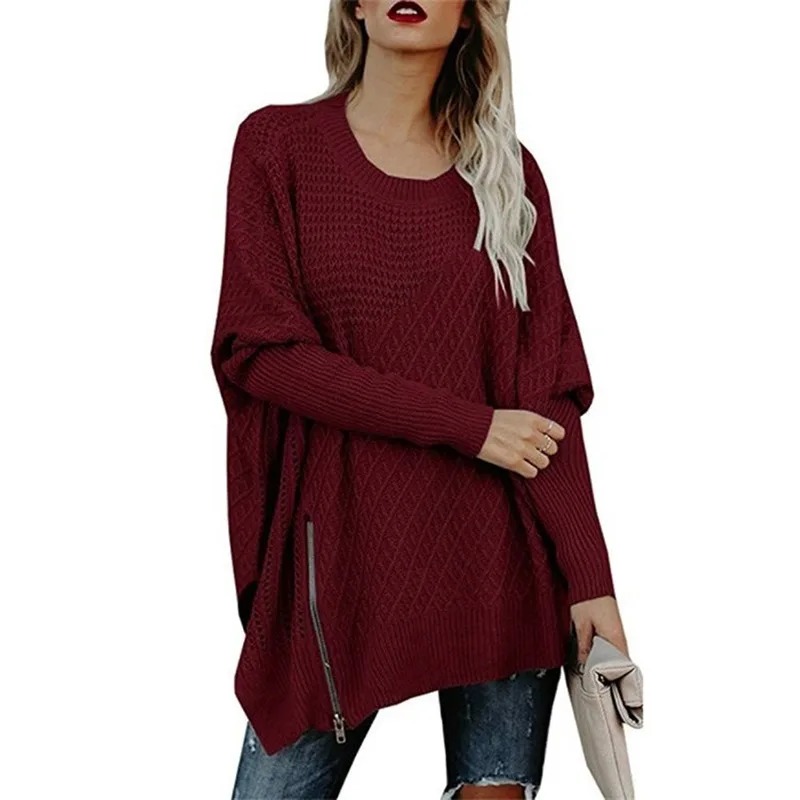 

Women's Sweater 2020 Autumn and Winter Knitted Women's Sweater Irregular Zipper Decoration Loose Casual Pullover
