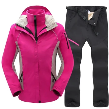 

Ski Suit Women Snowboard Jackets And Pants Sets Thicken Warm Windproof Waterproof Snow Ski Jackets Set Outdoor Hiking Jackets