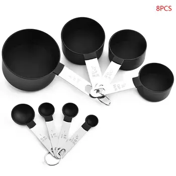 

8pcs/set Measuring Cup Spoon with Scale Stainless Steel Handle Kitchen Gadget