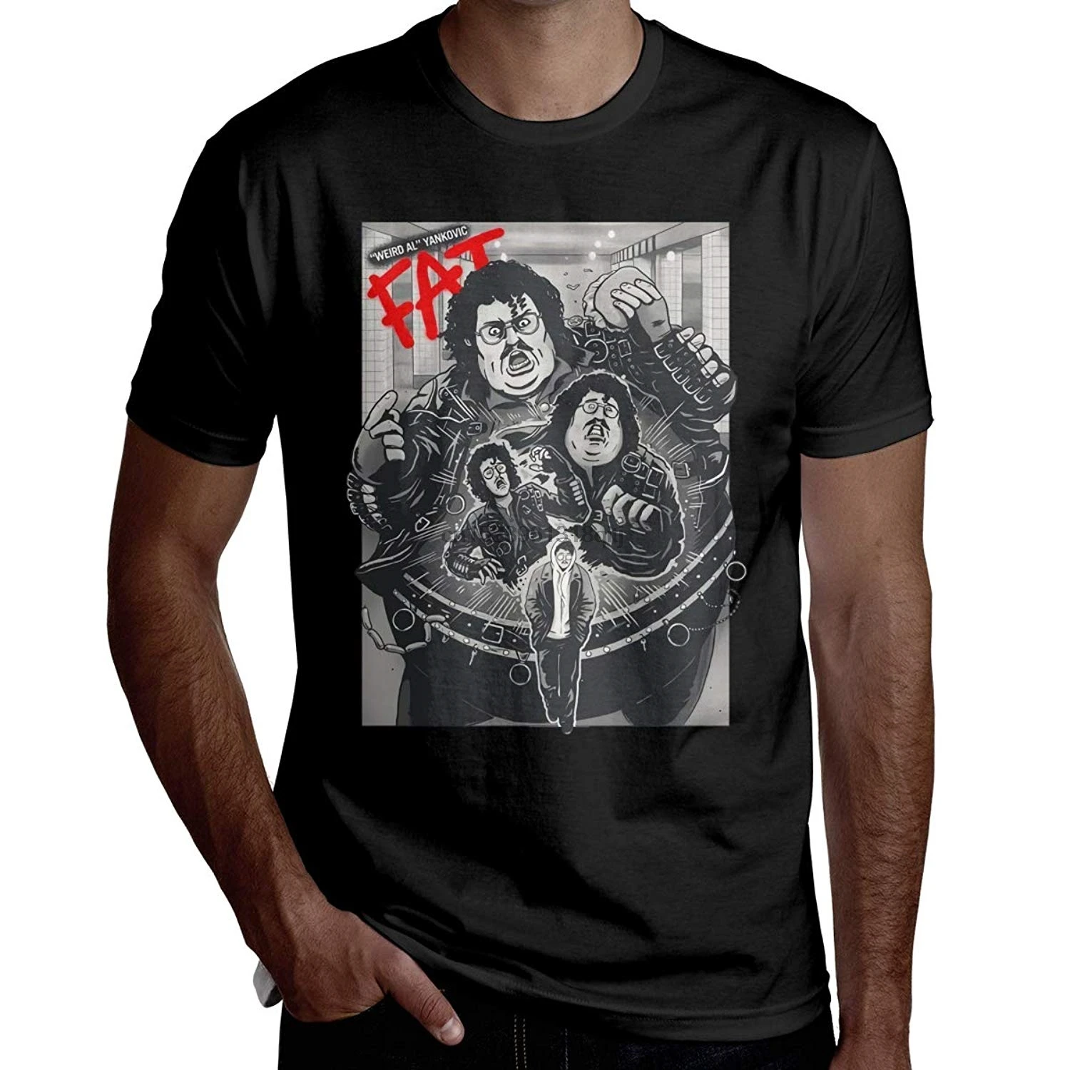 Weird Al Yankovic Mens Short Sleeve T-Shirt Black Cotton Cool Tee Gift New