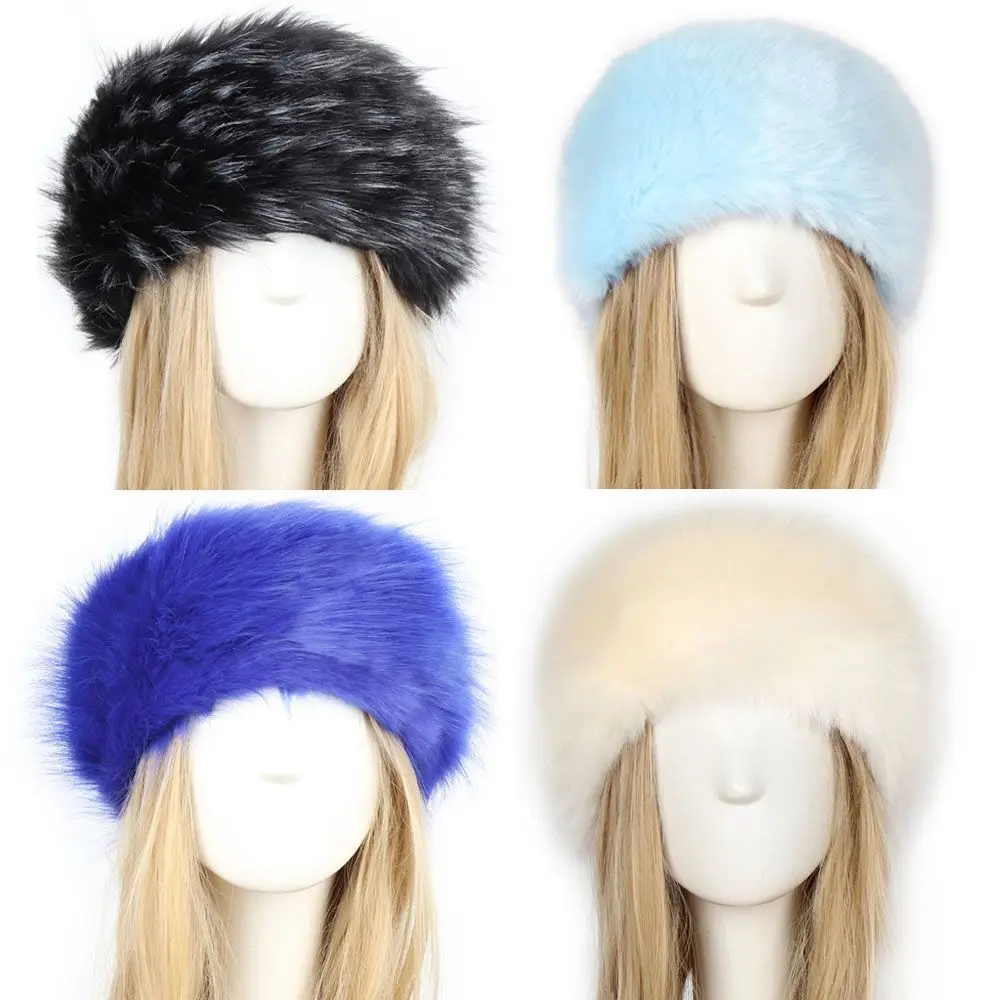 Ski Ohren schützer Schnee Ohr wärmer flauschige russische Mützen Pelz Faux Frauen Winter mützen Kunst pelz Stirnband – Detail 1
