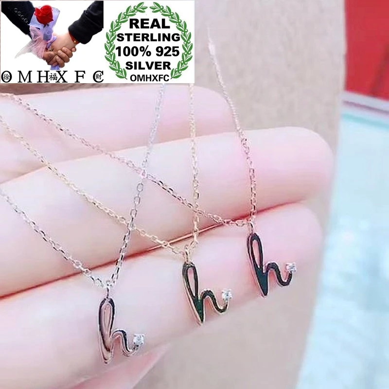 OMHXFC XR36 Европейская мода для женщин и девушек Подарок на день рождения и свадьбу H AAA Циркон 925 пробы Серебряное ожерелье 1 шт