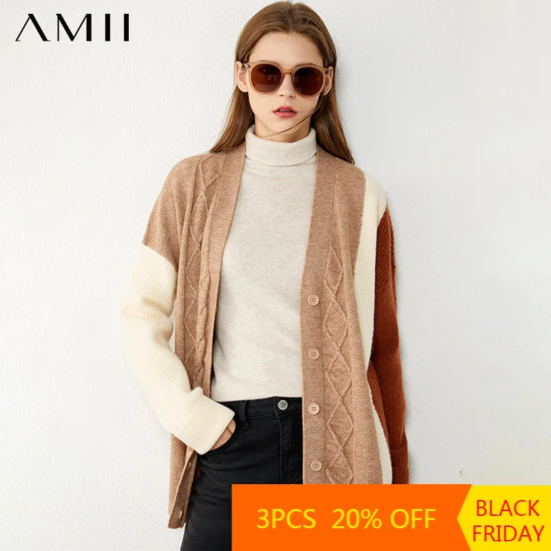 AMII Minimalism Autumn Winter Cardigans For Women