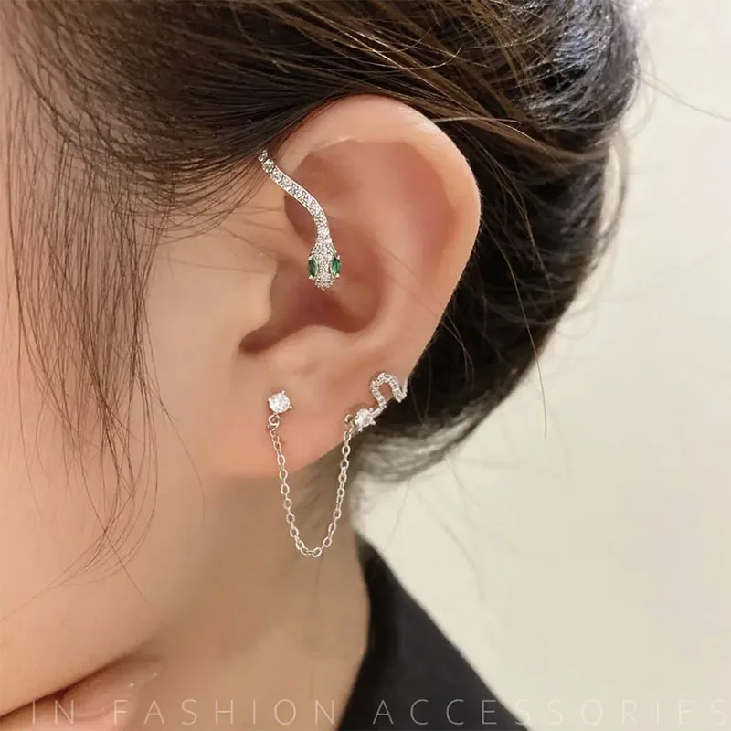 Женские серьги-каффы ZDMXJL модные в форме змеи клипсы для ушей ювелирные изделия