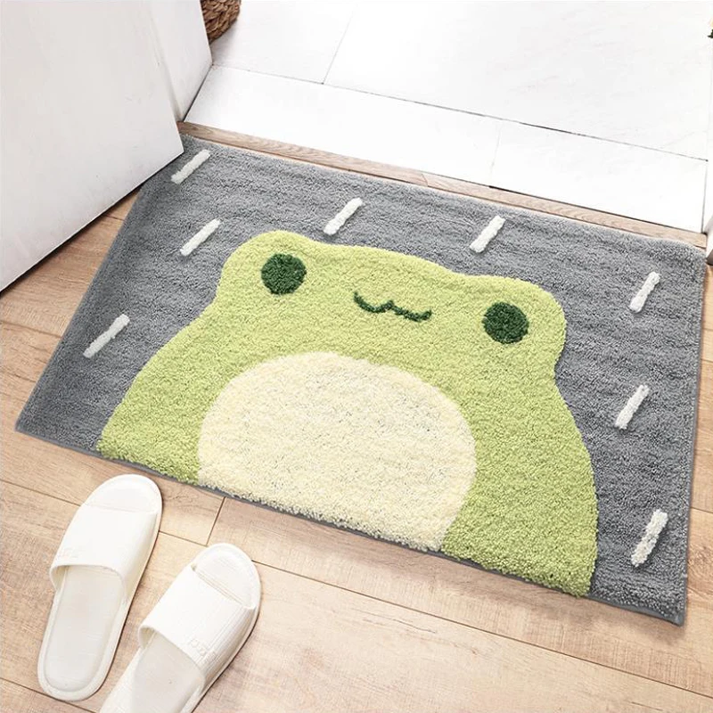Frog Мультфильм Шиба ину Коврик для двери Акита собака Противоскользящий замшевый коврик для двери Коврики для дома кухня комната корги напольный коврик ковер Tapete - Цвет: Frog