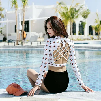 

Swimming Costume Women Rashguard Female For Fitness Sexy Bathing Suit Swimsuit Closed Korean Push Up Ins Backless Hot Print