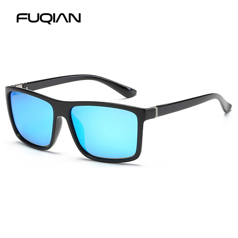 Classic Black Square Polarized Sunglasses Men Fashion Mirror