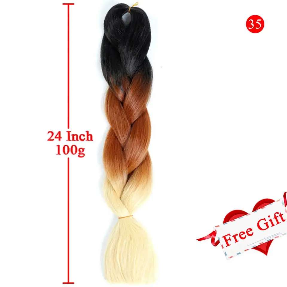 MEIFAN синтетические Омбре Джамбо плетение волос крючком косички Прически наращивание волос цветные пряди косички для плетения волос - Цвет: BR03-35