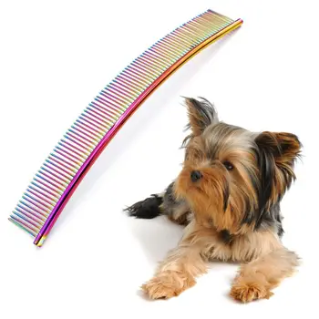 

Dog Cat Curved Comb Hair Removal Professional Stainless Steel Pet Grooming Comb Dense Teeth Cleaning Brush