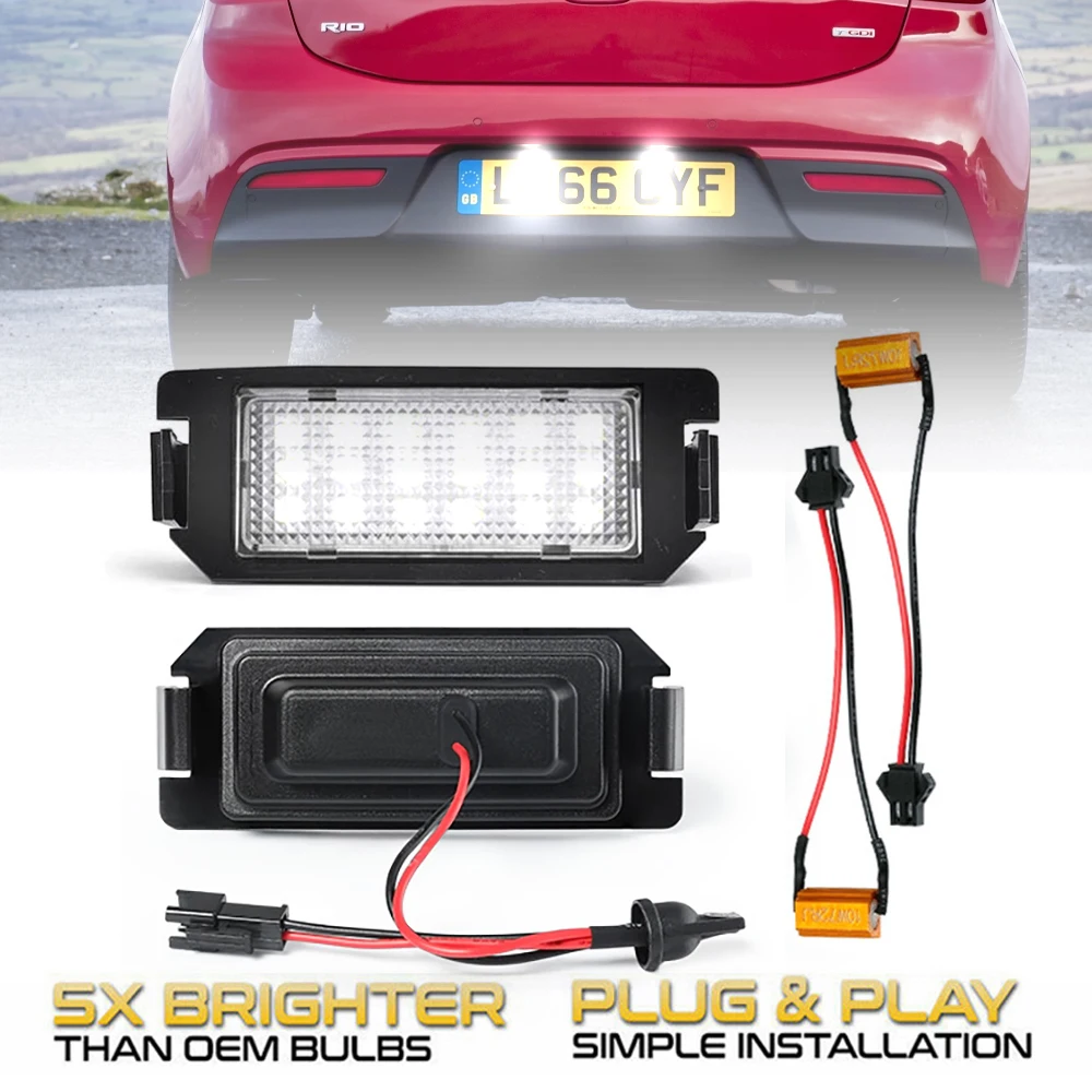 2Pcs 6000K Led Lampade Luce Targa Per Kia Soul Rio 3 Picanto Hyundai I10 I20 Ioniq Veloster Genesis Coupe Tiburon
