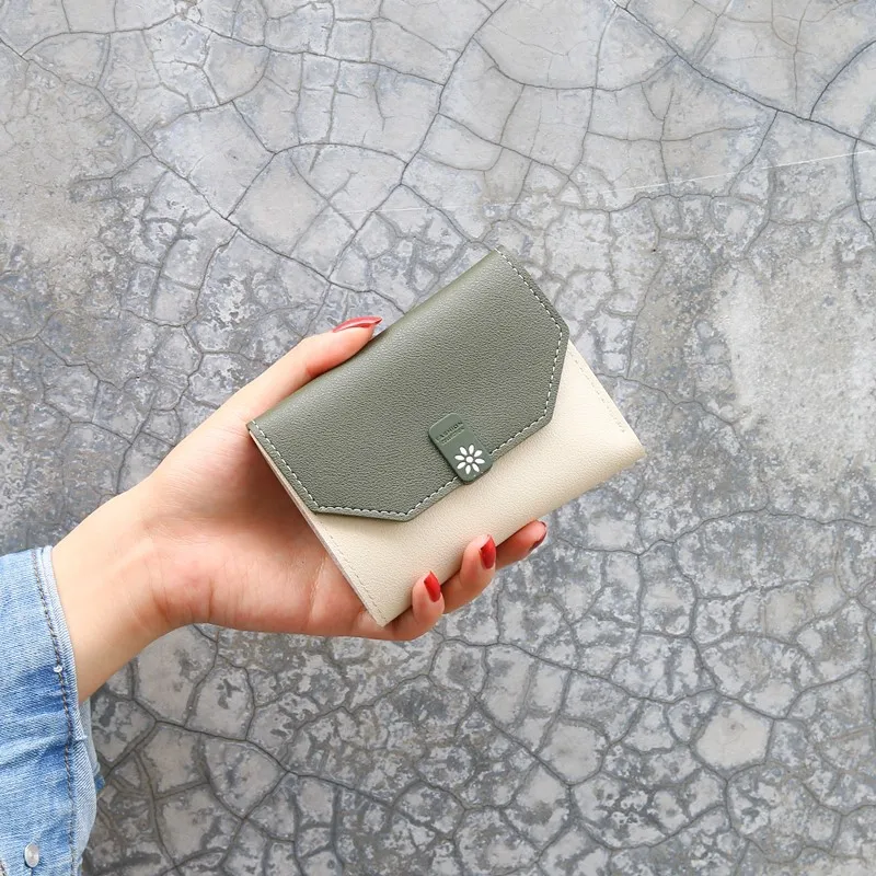 

New High Quality Pu Leather Wallet Women Flower Print Charm Small Purse Wallet Female Short Coin Purse Wallet Hasp Photo Slot