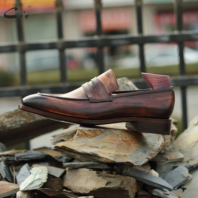 Goodyear welted loafer men formal shoes leather sole shoes for men office dress patina brown business leather loafer 213