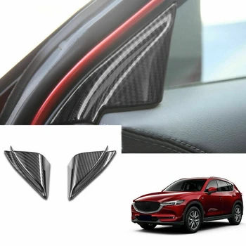 

2Pcs Carbon Fiber Look Front A-Pillar Triple-cornered Cover Trim for Mazda CX-5 CX5 2018-19