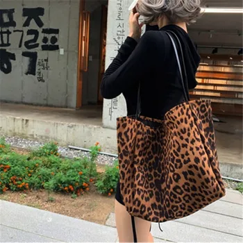 

large capacity handbags New 2019 autumn/winter leopard print hand bill of lading shoulder bag chic tote women bag