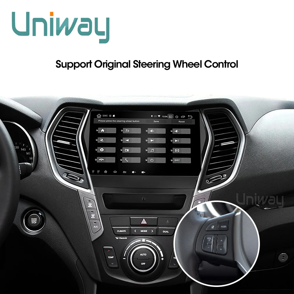 Uniway AIX459071 ips android 9 0 автомобильный dvd для hyundai IX45 Santa fe 2013 2014 радиоприемник стерео