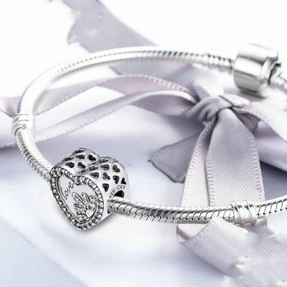 DIY Подходит для Pandora шармы браслеты Ослепительная Маргаритка в вашей бусины в форме сердца Серебро 925 пробы-ювелирные изделия