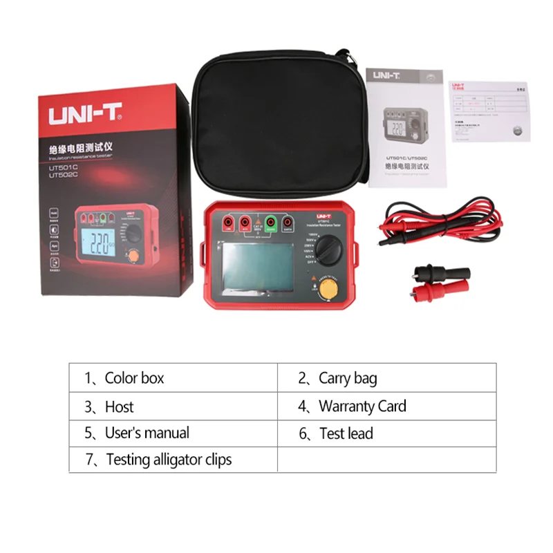 UNI-T UT501C UT502C Resistance Tester AC Voltage Measurement Ohm Insulation Measurement of Electronic Equipment