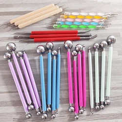Colorful Stainless Steel Indenter Soft Pottery DIY Tool Set Embossing Pen Stick Rhinestones Pen Handicraft Jewelry Making Tools