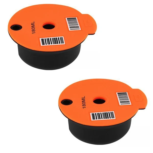 2 Pack Reusable Coffee Capsule Pod Filter w/ Slicone Lid for Bosch Tassimo 180ml Capacity | Дом и сад