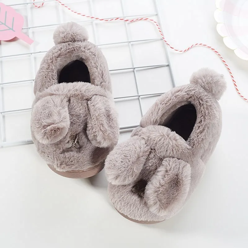 

CHILDREN'S Slippers Cover Heel Winter Girls Household Warm Shoes Small CHILDREN'S Boy Fluffy Shoes Baby Winter Shoes Cotton Slip