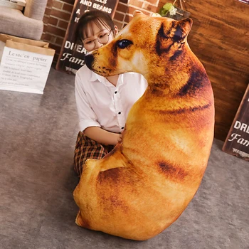 

Creative 3D Cute Bend Dog Printed Throw Pillow Lifelike Animal Funny Dog Head Cosplay Children Favorite Toy Cushion For Home A16