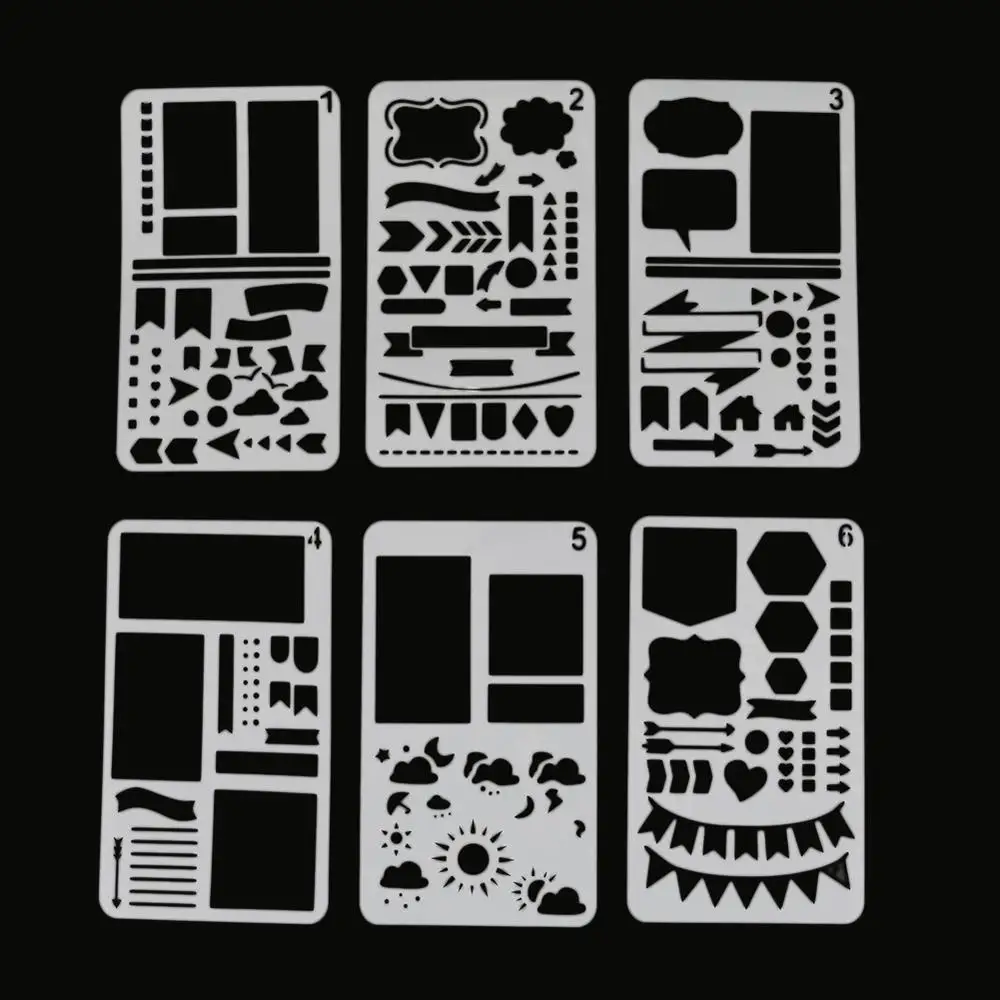 12 디자인 페인팅 템플릿 DIY 레이어링 스텐실 페인팅 스크랩북, 색칠 엠보싱 앨범 장식 카드 템플릿