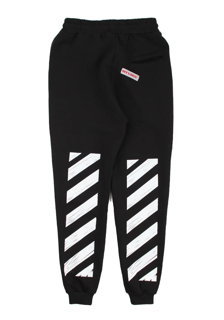 

2018 Spring And Autumn New Style Men And Women Couple Clothes Trousers off Ow White Base-Diagonal Stripes Printed Ankle Banded P