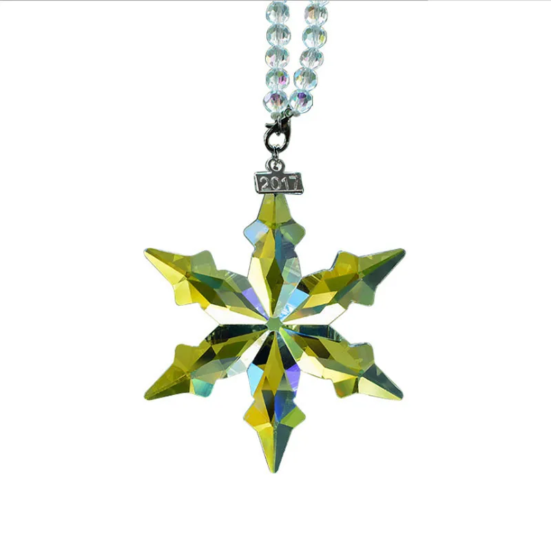 78mm K9 Crystal Snowflake Prism Pendant For Chandelier Part FengShui Hanging Glass Window Suncatchers Gift Car & Home Decoration retractable old mandoll christmas snowflake plaid christmas decoration creative window long legs old manornaments