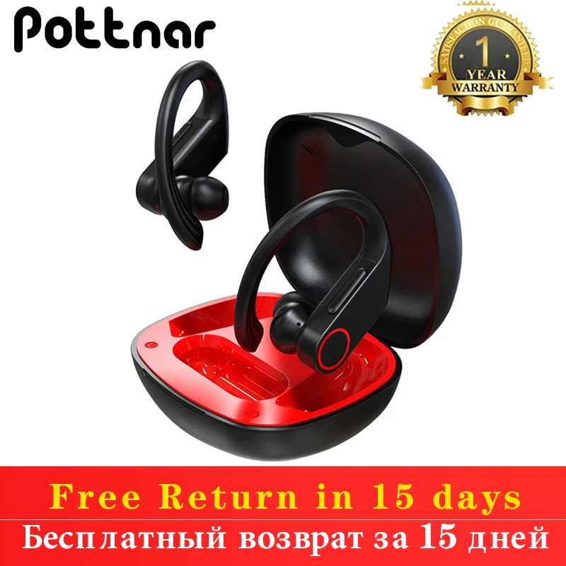 Спортивная гарнитура Pottnar TWS с Bluetooth крючком и басами беспроводные наушники