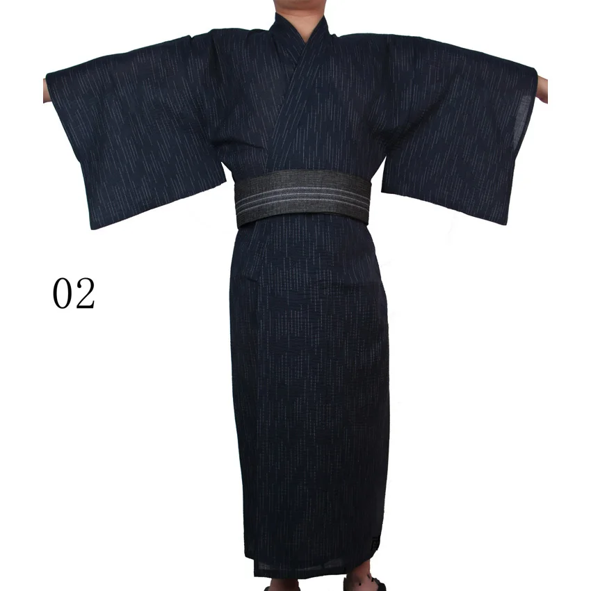 Мужские японские традиционные костюмы Самурайское кимоно человек хлопок тонкий свободный стиль Yukata Jinbei Haori Роскошные Ретро косплей одежда - Цвет: Color2 no belt