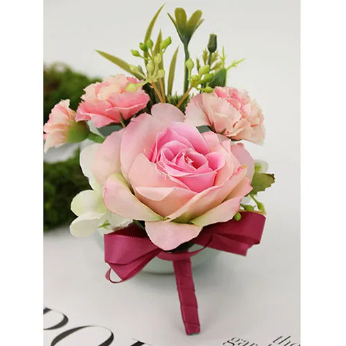 corsage 9 YO CHO розовый свадебный цветок DIY невесты корсаж на запястье цветок жениха бутоньерка браслет для невесты жениха Выпускной вечерние украшения - Цвет: corsage 9