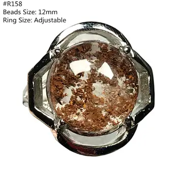 

Real Natural Red Phantom Quartz Ring For Woman Man Silver Crystal Ghost Garden Oval Beads Gemstone Adjustable Ring Jewelry AAAAA