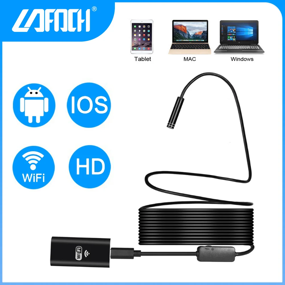 Cámara endoscópica HD Wifi de 5,5mm, de inspección de mantenimiento automotriz boroscopio, impermeable IP67, para tableta y teléfono inteligente