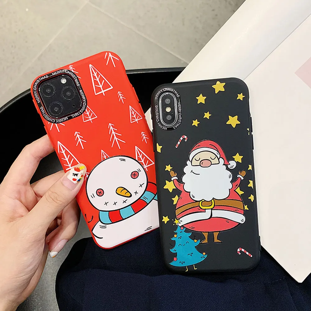 Рождественские чехлы для телефонов для iPhone 11 pro max 11pro с лосем, Санта Клаусом, снеговиком, для iPhone 8 plus 7 6 6s plus, мягкая задняя крышка из ТПУ Caqa