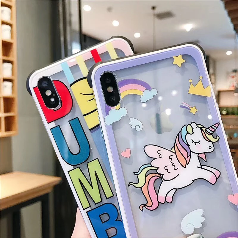 Чехлы для телефонов с единорогом для iPhone 7 8 Plus X 10, милый мультяшный слон, прозрачный чехол из закаленного стекла для iPhone XS MAX XR