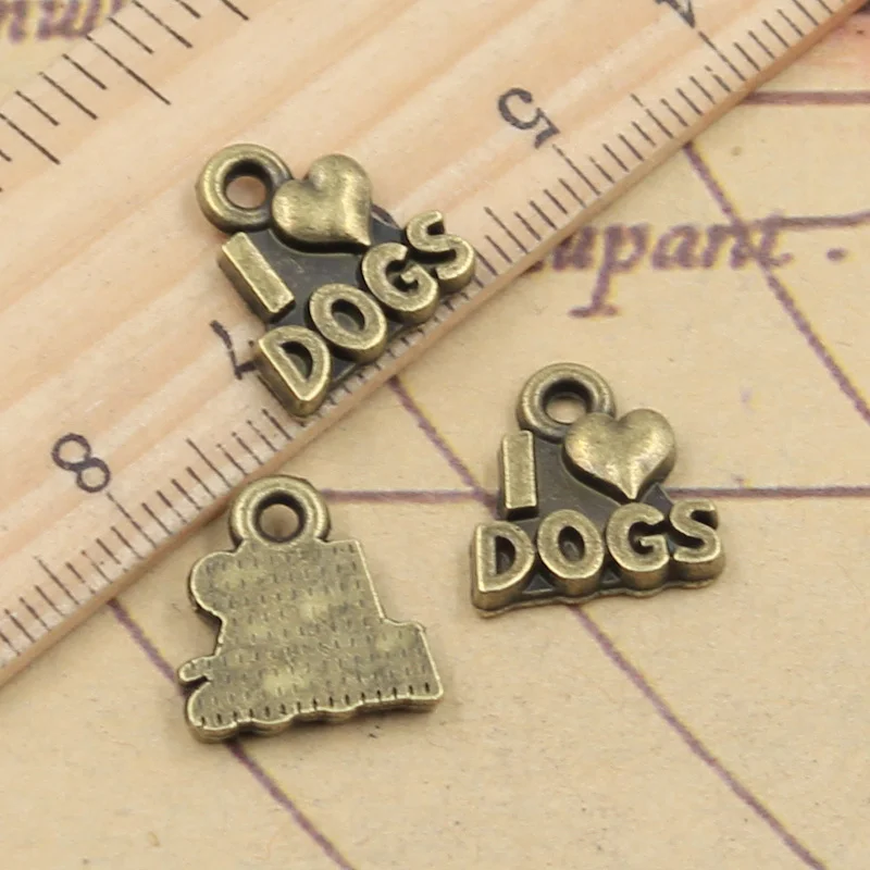 30 шт амулеты I Love Dogs 13x12 мм тибетские бронзовые серебряные цветные Подвески