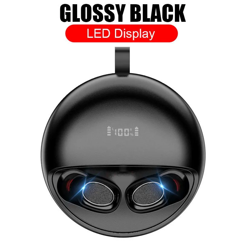 With LED Display Беспроводные Bluetooth наушники TWS Беспроводные наушники с микрофоном Bluetooth 5,0 наушники вращение на 360 8D HiFi стерео гарнитура - Цвет: With LED Display