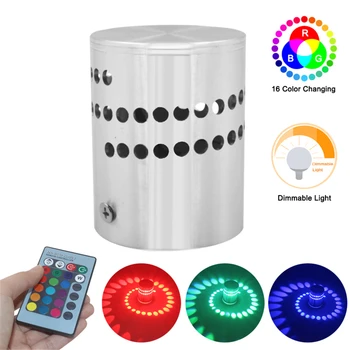 

Spiral Hole Wall Lamp 3W LED Dimmable Hollow Cylinder Light Remote Control RGB Mini Light For KTV Game Room Bar Dropshipping