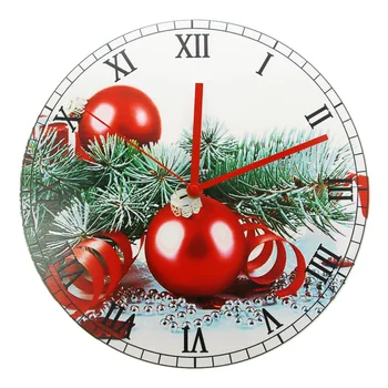 

Modern Desgin Christmas Ornament Multi-colored Print Acrylic Wall Clock Silent Watch Merry Christmas Holiday orologi da parete