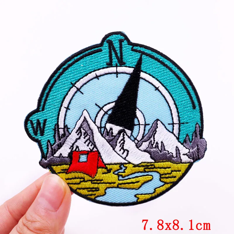 Iron On Patches DIY Outdoor Travel Embroidered Patches For Clothing Nature Adventure Patches On Clothes Applique Camera Badges