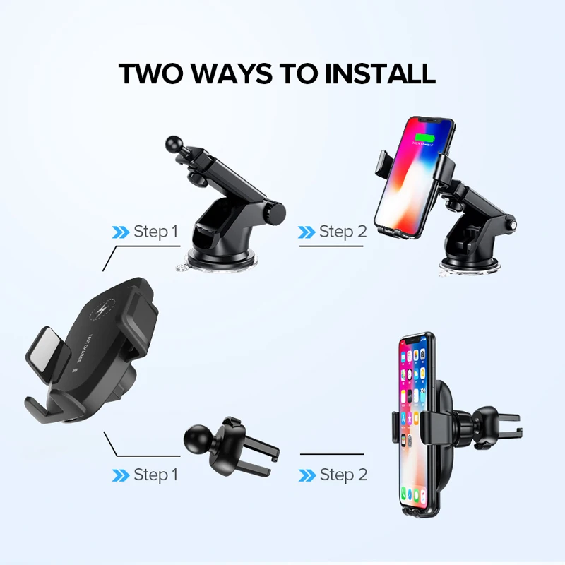 10W Car Wireless Charger for samsung s10 Plus QI Wireless Fast Charger Car Phone Holder for 5