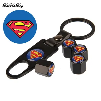 

4 Caps +1 Key Chain Car Wheel Tire Valve Stem Caps Superman Anti Theft Tyre Valve Dust Caps For Opel Nissan Lexus Jeep Audi Bmw