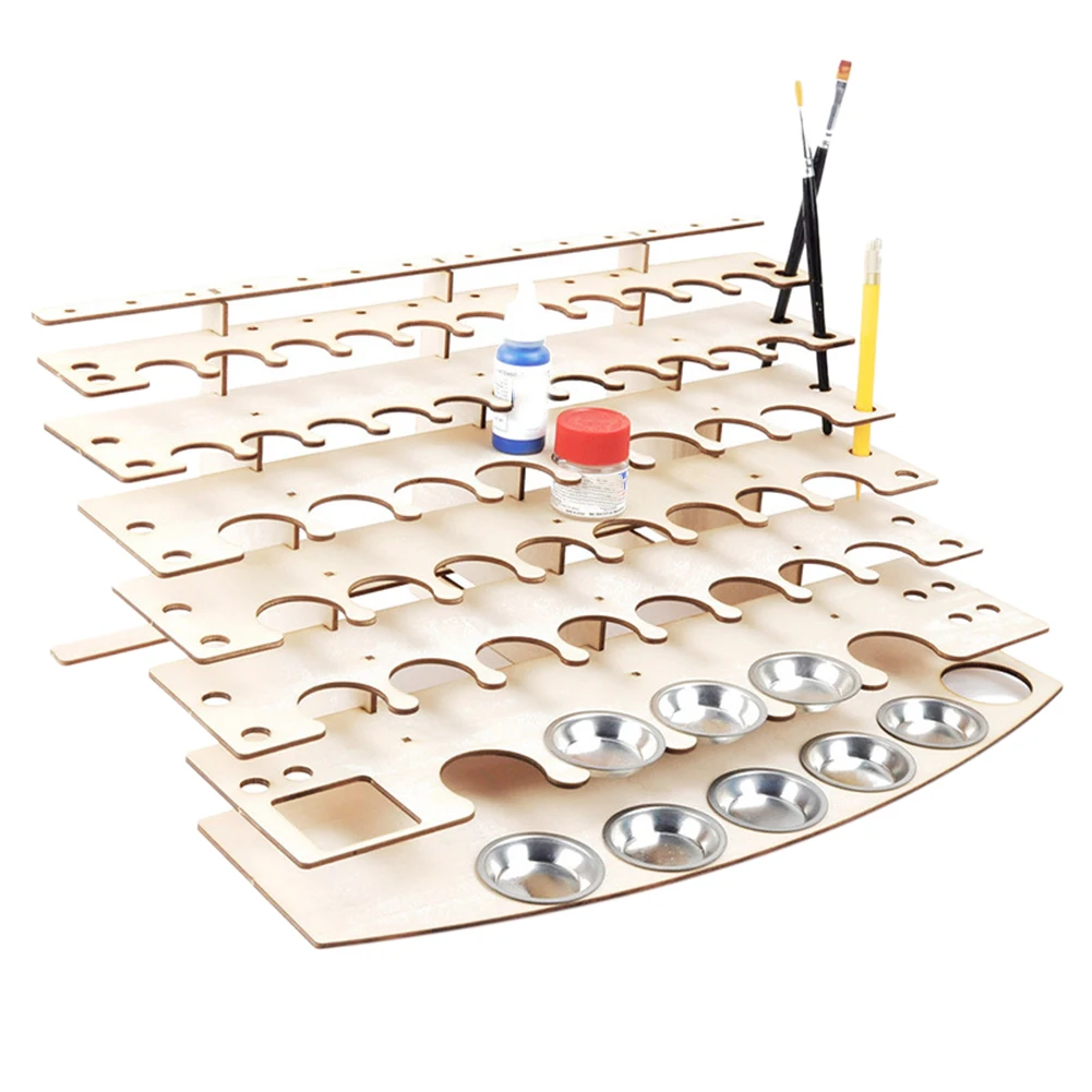 1 Pc DIY Small Color Paint Rack Wooden Color Paint Storage Rack Modular Organizer Pigment Bottle Stand Holder