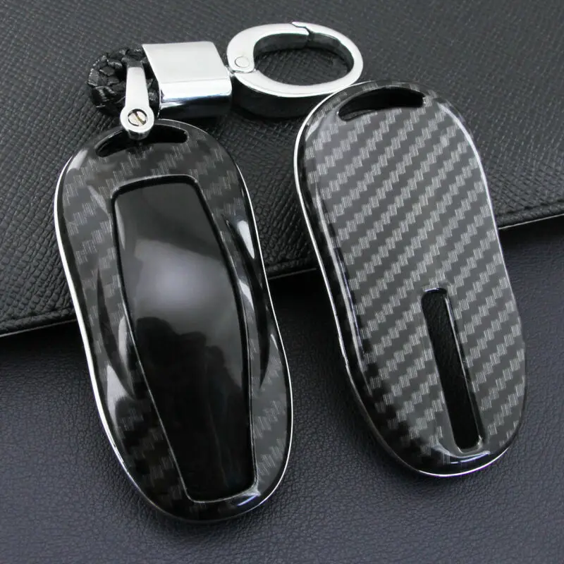 

1pc Car Key Cover Fob Case Chain high quality black auto key case cover decor for Tesla Model 3 Model S