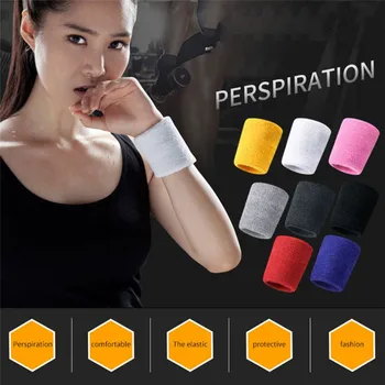 1Pcs Professionele Katoen Sport Zweetband Zweetband Wrist Protector Running Badminton Basketbal Brace Badstof Zweet Band