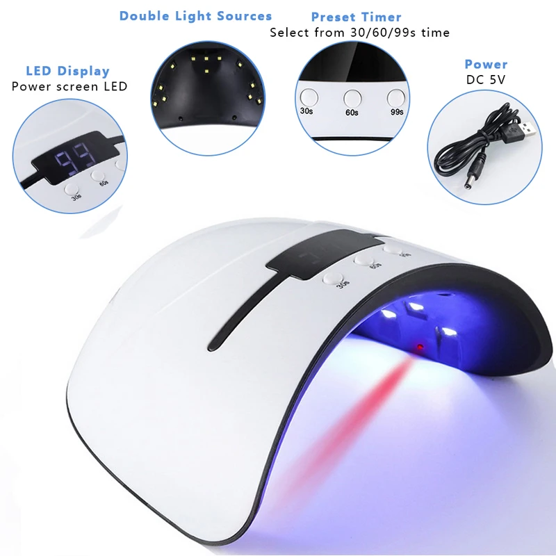 

Hotest Nail Dryer For Nail LED UV Lamp 36W MINI USB Lamp For Manicure LCD Display Drying All Gels Nail Polish Nail Art Tools