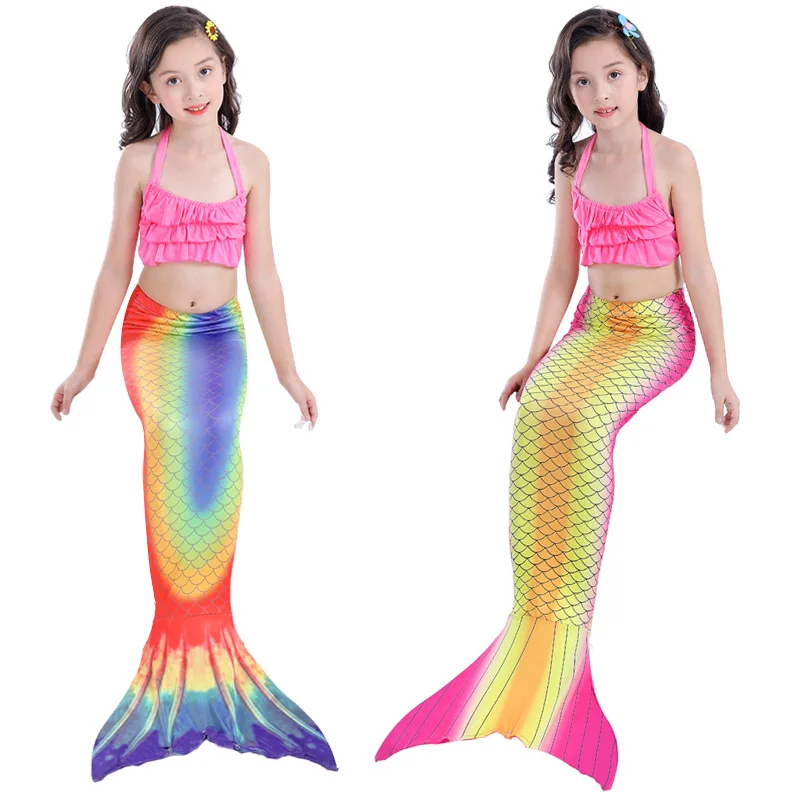 

Girl'S Bikini Three-piece Set Swimwear Europe And America Hot Selling Mermaid Tail Swimsuit Children Mermaid Swim Dress