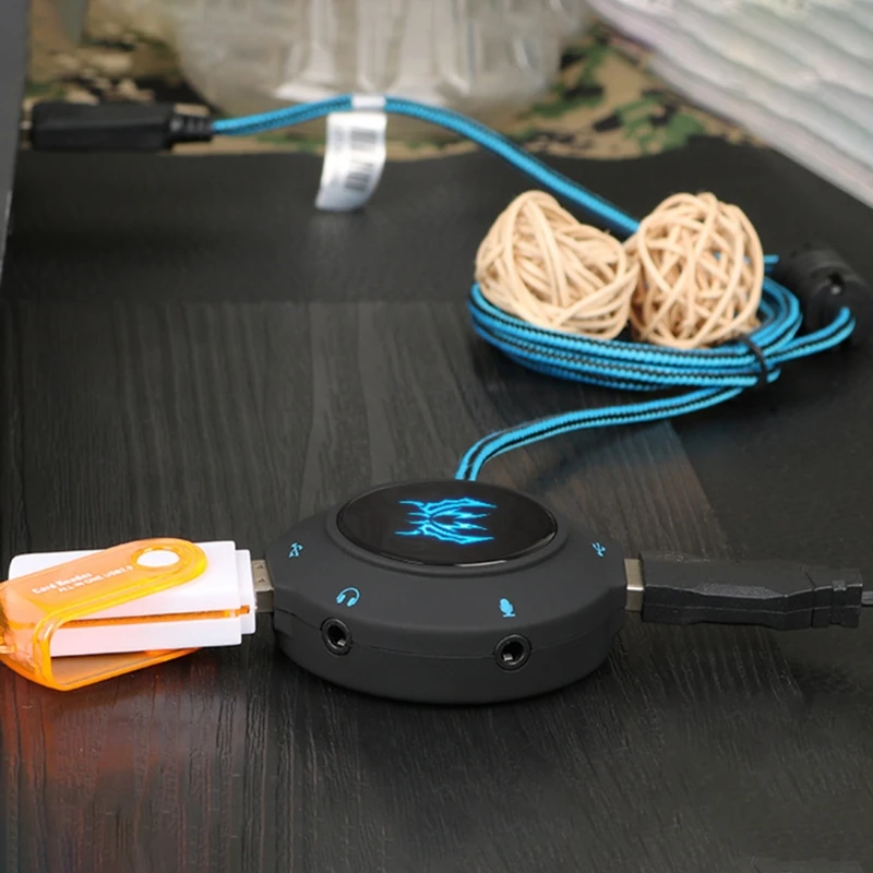 USB 2 0 Hub Sound Card External Adapter with Headphone Microphone Jack for Computer Laptop Mobile Phone